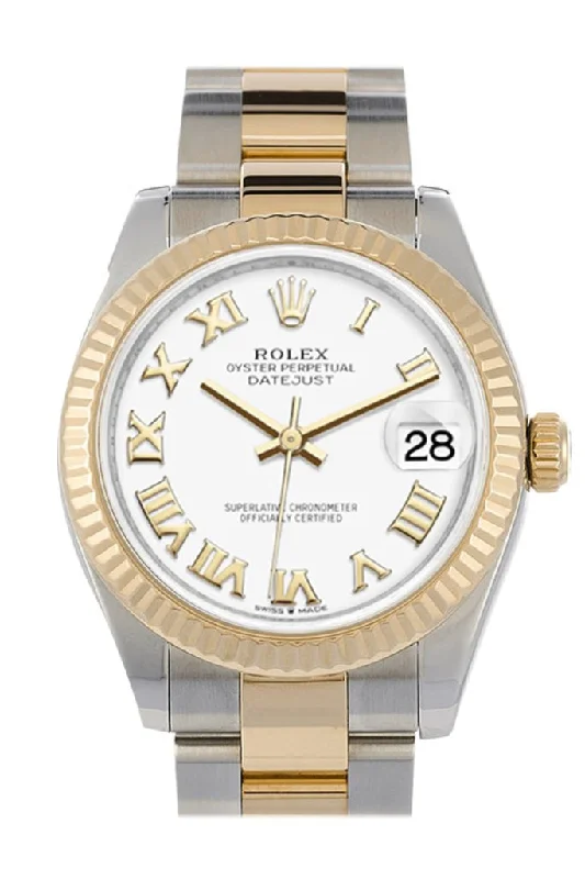 Rolex Milgauss with magnetic resistance -Rolex Datejust 31 White Roman Dial Fluted Bezel 18K Yellow Gold Two Tone Watch 278273 NP