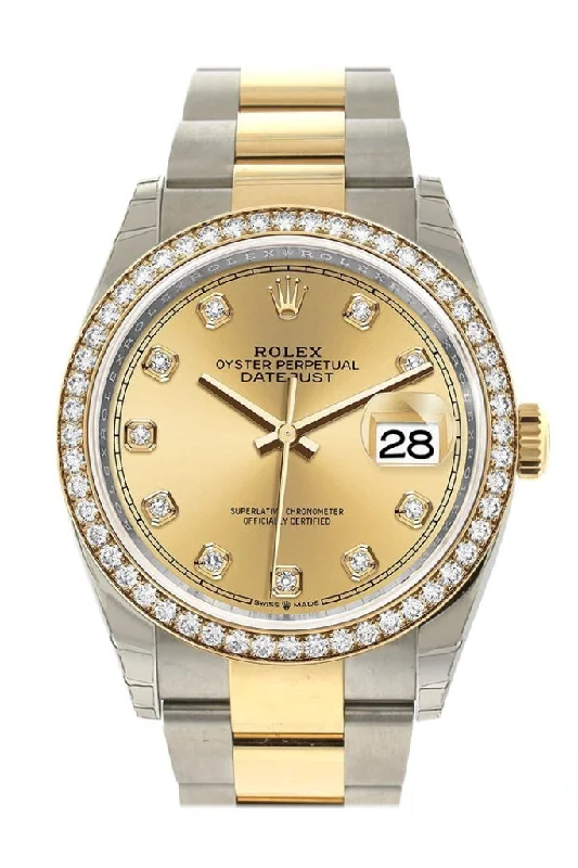 Rolex GMT-Master II with collector’s model -Rolex Datejust 36 Champagne-colour set with diamonds Dial Diamond Bezel Oyster Yellow Gold Two Tone Watch 126283RBR 126283 NP