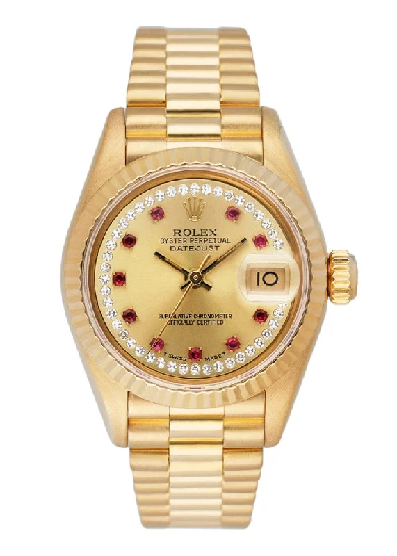 Rolex Datejust 41mm with steel and yellow gold -Rolex Datejust 69178 Ruby Diamond Dial Ladies Watch Box Papers