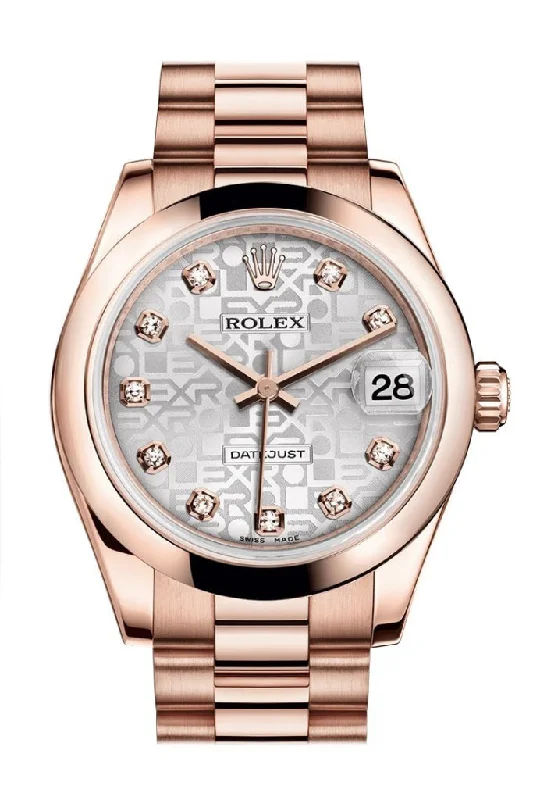 Rolex Deepsea with 9000 feet water resistance -Rolex Datejust 31 Silver Jubilee Diamond Dial 18K Everose Gold President Ladies Watch 178245 Pre-owned