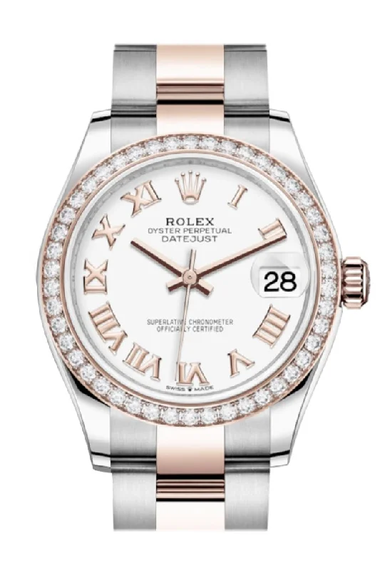 Rolex Submariner with blue bezel -Rolex Datejust 31 White Dial Diamond Bezel Rose Gold Two Tone Watch 278381RBR 278381