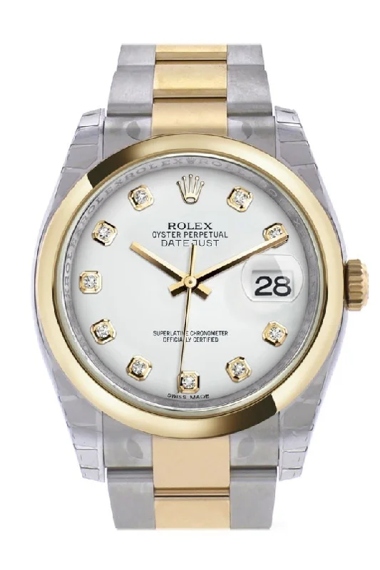 Rolex Deepsea with automatic movement -Rolex Datejust 36 White Diamond Dial 18k Gold Two Tone Oyster Watch 116203 Pre-owned