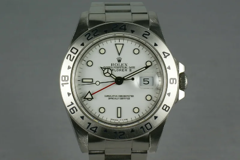 Rolex Explorer II with dual-time zone feature -Rolex Explorer II 16570 White Dial