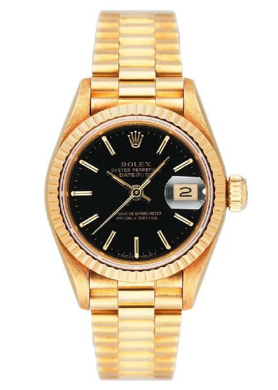 Rolex Explorer with iconic black dial -Rolex Datejust 69178 Black Dial Ladies Watch Box Papers