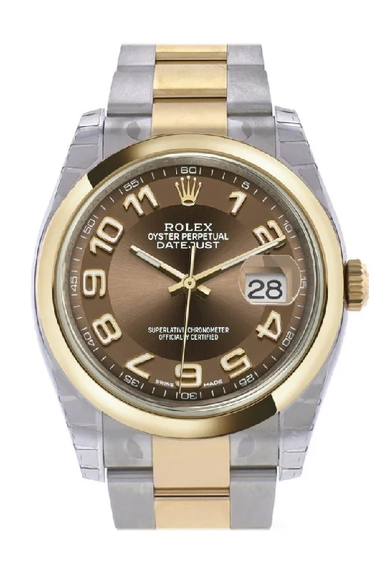 Rolex Submariner with high water resistance -Rolex Datejust 36 Bronze Arab Dial 18k Gold Two Tone Oyster Watch 116203 Pre-owned