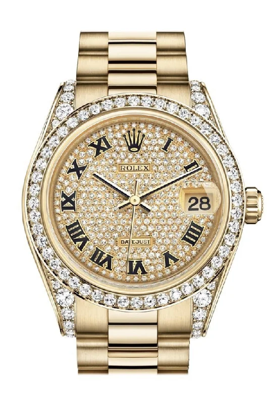 Rolex Datejust 41mm with steel and yellow gold -Rolex Datejust 31 Diamond Paved Dial Diamond Bezel Lug 18K Yellow Gold President Ladies Watch 178158 Pre-owned