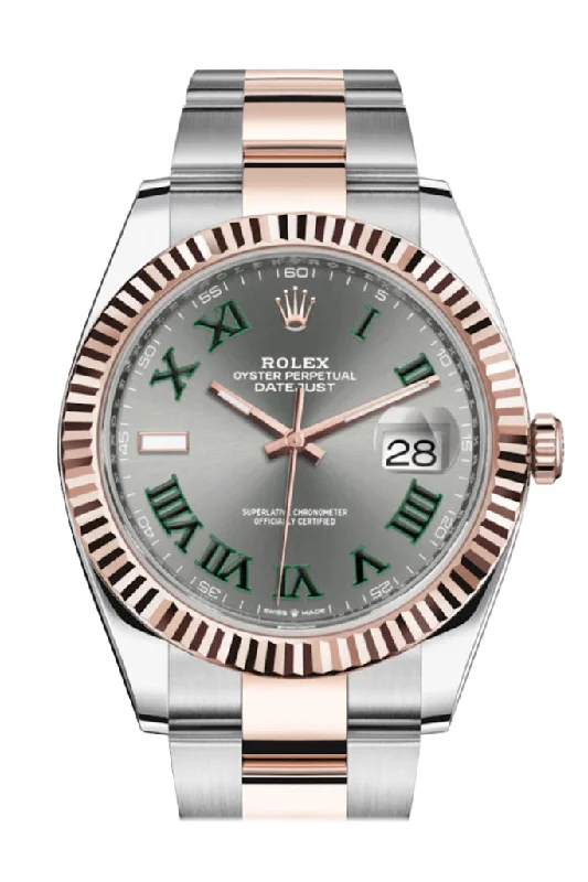 Rolex watches with vintage dials -Rolex Datejust 41 Slate Dial Men's Steel and 18kt Everose Gold Oyster Watch 126331