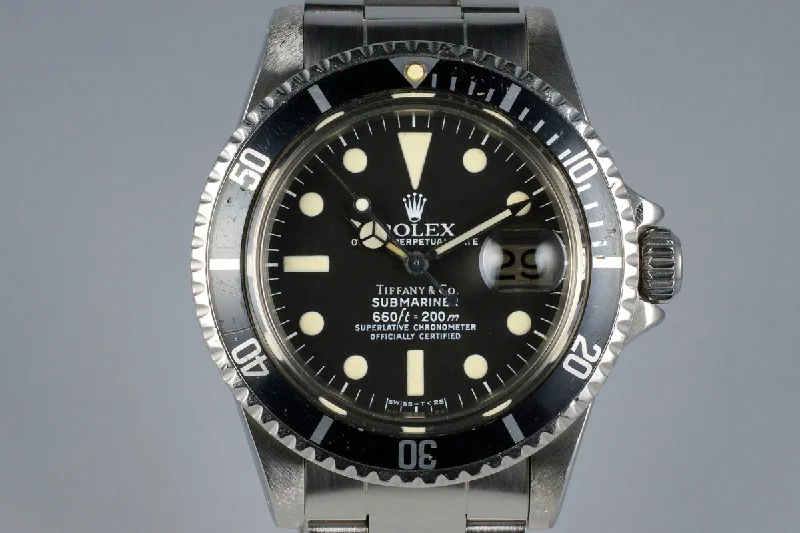 Rolex Submariner with polished finish case -1978 Rolex Submariner 1680 Tiffany & Co. Dial