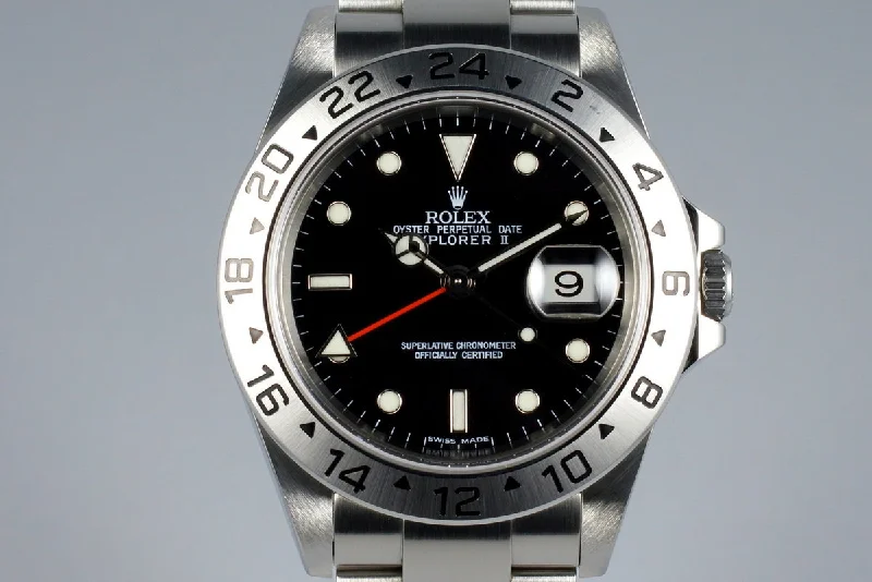 Rolex Submariner with green bezel model -2003 Rolex Explorer II 16570 Black Dial