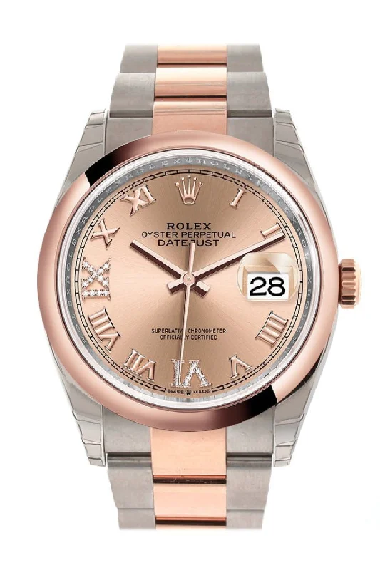 Rolex Day-Date with gold bracelet -Rolex Datejust 36 Rose set with diamonds Dial Dome Rose Gold Two Tone Watch 126201 NP