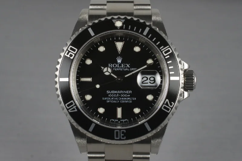 Rolex Datejust with vintage leather strap -2005 Rolex Submariner 16610T