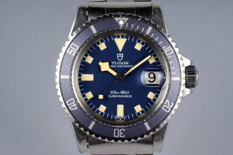 Rolex Datejust with black leather band -1975 Tudor Submariner 9411/0 Blue Snowflake