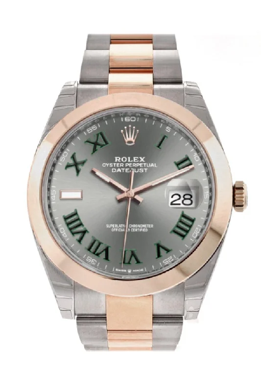 Rolex watches with vintage appeal -Rolex Datejust 41 Slate Dial Men's Steel and 18kt Everose Gold Oyster Watch 126300