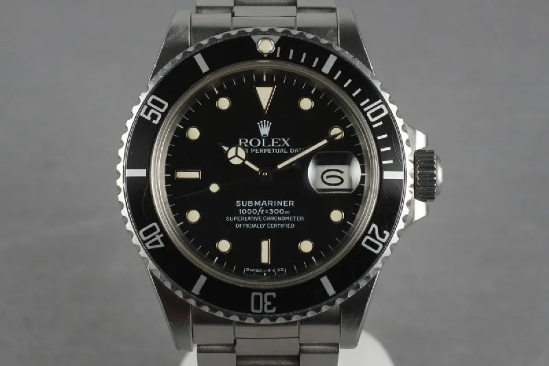 Rolex GMT-Master II with blue and red bezel -1985 Rolex Submariner 16800 with Box and Papers