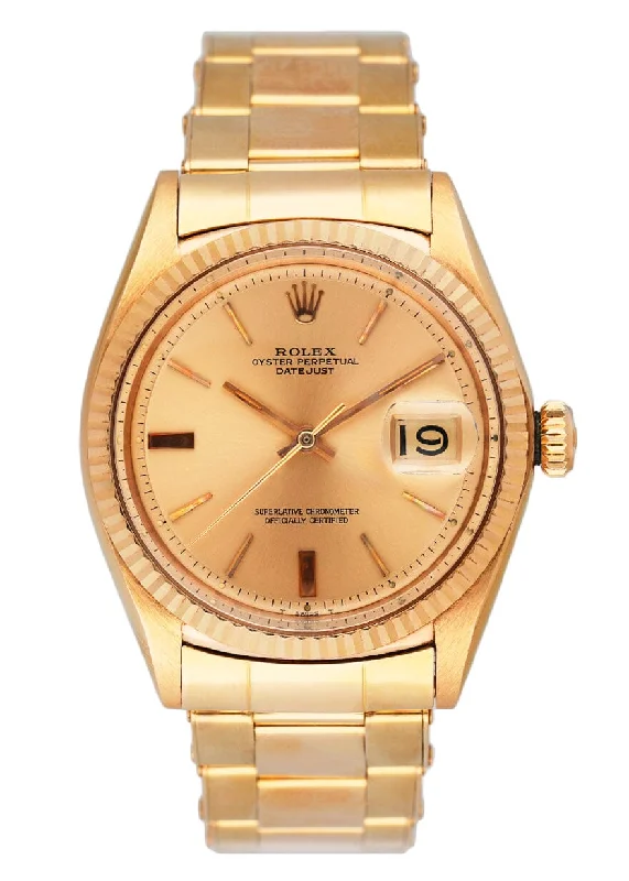 Rolex Submariner with classic red lettering -Rolex Datejust 1601 Pink Dial 18K Rose Gold Mens Watch