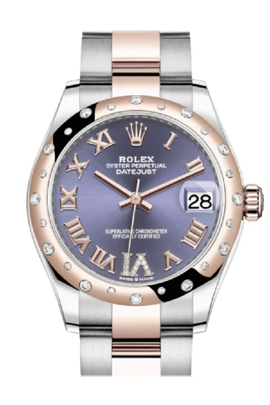 Rolex Submariner with stainless steel case -Rolex Datejust 31 Aubergine Large VI diamonds Dial Diamond Bezel Rose Gold Two Tone Watch 278341RBR 278341