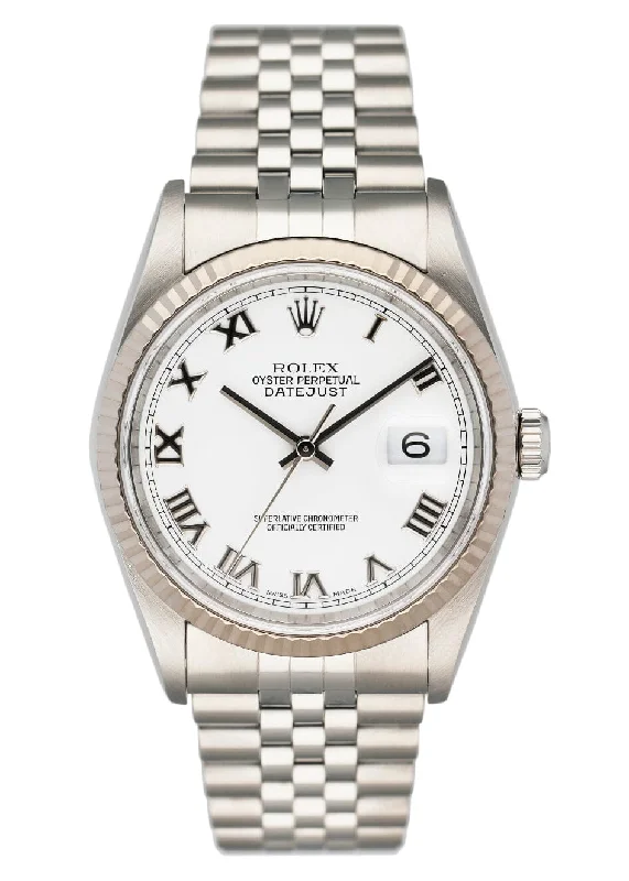 Rolex Datejust 36mm with silver bracelet -Rolex Datejust 16234 White Dial Mens Watch Box Papers