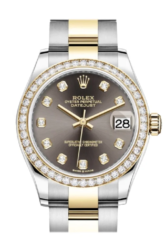 Rolex Day-Date President collection -Rolex Datejust 31 Dark Grey Diamonds Dial Diamond Bezel Yellow Gold Two Tone Watch 278383RBR 278383