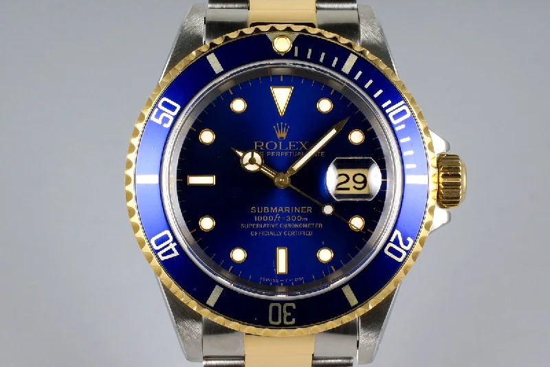 Rolex Milgauss with stainless steel finish -1995 Rolex Two Tone Blue Submariner 16613