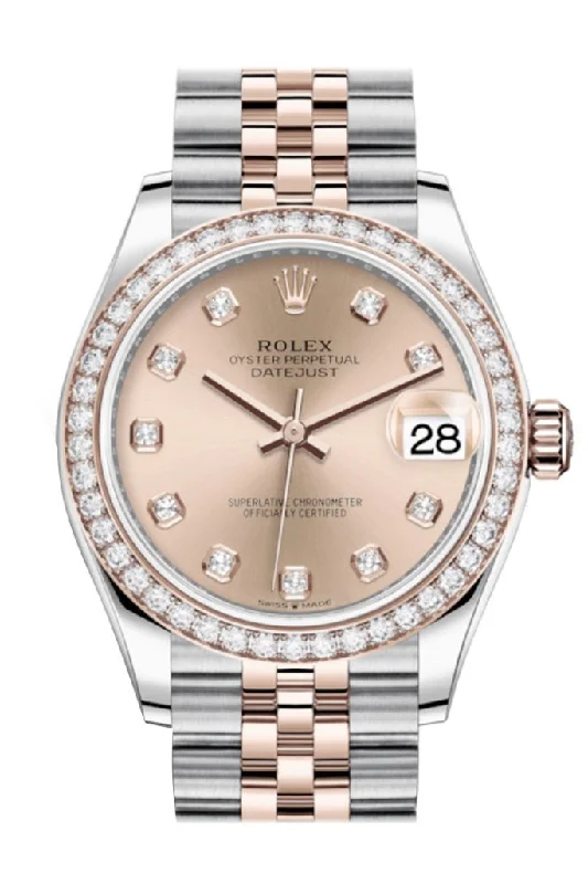 Rolex Explorer I with vintage appeal -Rolex Datejust 31 Rosé Diamonds Dial Diamond Bezel Rose Gold Two Tone Jubilee Watch 278381RBR 278381