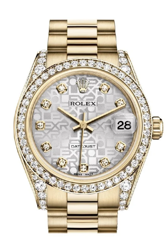 Rolex Day-Date 40mm with white gold case -Rolex Datejust 31 Silver Jubilee Diamond Dial Diamond Bezel Lug 18K Yellow Gold President Ladies Watch 178158 Pre-owned