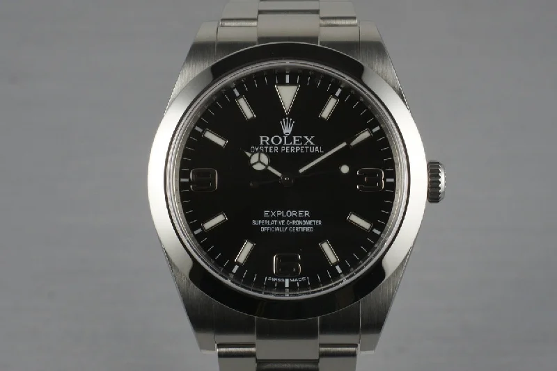 Rolex watches with platinum accents -2010 Rolex Explorer 214270 with Box and Papers