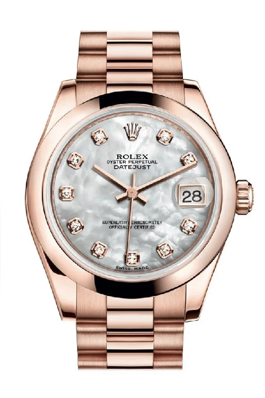 Rolex Milgauss with magnetic resistance -Rolex Datejust 31 White Mother of Pearl Diamond Dial 18K Everose Gold President Ladies Watch 178245 Pre-owned