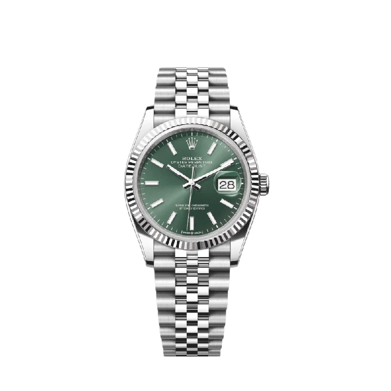 Rolex Datejust 36mm with diamond accents -Rolex Datejust 126234 White Gold Stainless Steel Mint Green Dial Oyster (2024)