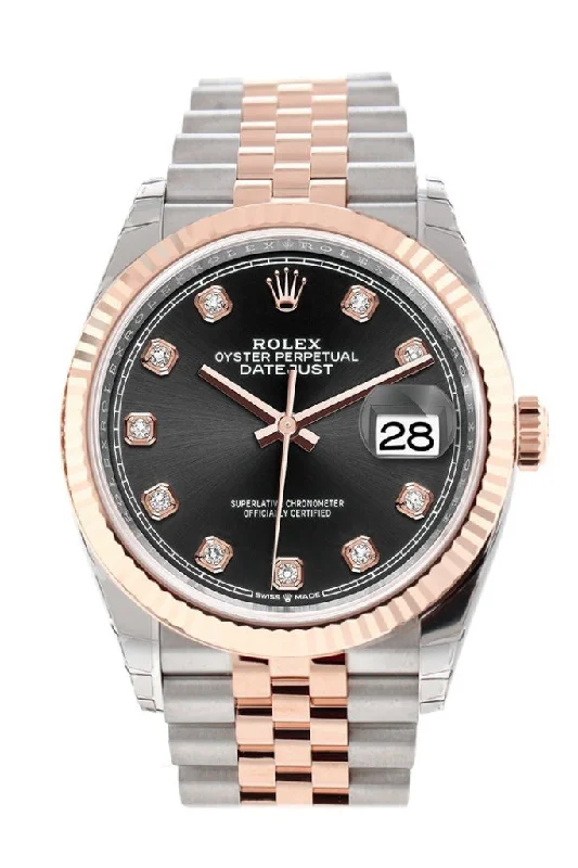 Rolex Sea-Dweller with titanium case -Rolex Datejust 36 Black set with diamonds Dial Fluted Rose Gold Two Tone Jubilee Watch 126231 NP