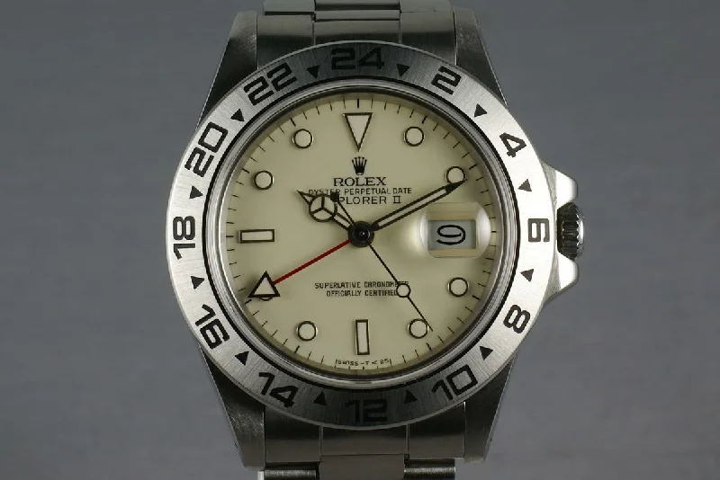 Rolex Daytona with green dial -Rolex Explorer II 16550  Cream Rail Dial with service papers