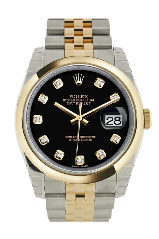 Rolex Deepsea 44mm with black bezel -Rolex Datejust 36 Black Diamond Dial 18k Gold Two Tone Jubilee Watch 116203 Pre-owned