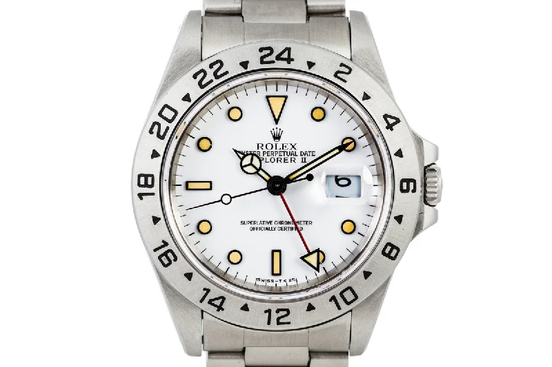 Rolex watches with gold and platinum designs -1991Rolex Explorer II 16570 White Dial