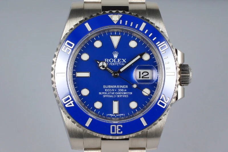 Rolex Milgauss with classic design -2016 Rolex WG Blue Submariner 116619 with Box and Papers