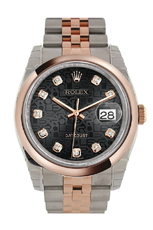 Rolex GMT-Master II with collector’s model -Rolex Datejust 36 Black Jubilee design set with diamonds Dial Steel and 18k Rose Gold Jubilee Watch 116201