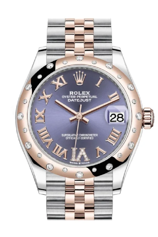 Rolex Submariner 50th Anniversary watch -Rolex Datejust 31 Aubergine Large VI set with diamonds Dial Diamond Bezel Jubilee Rose Gold Two Tone Watch 278341RBR 278341