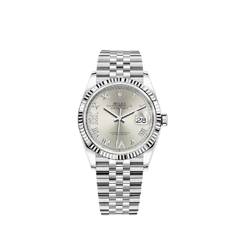 Rolex watches with gold and platinum designs -Rolex Datejust 126234 White Gold Stainless Steel Silver Dial Jubilee