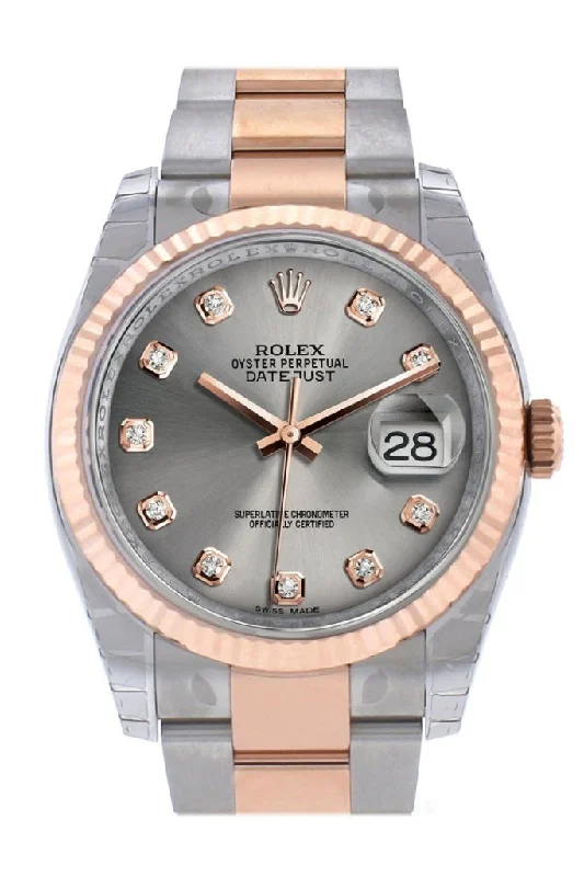 Rolex Milgauss with classic design -Rolex Datejust 36 Steel diamonds Dial Fluted Steel and 18k Rose Gold Oyster Watch 116231 Pre-owned