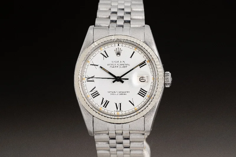 Rolex Datejust 36mm with Roman numerals -1977 Rolex Datejust White Roman Dial Pumpkin Hour Markers Jubilee Bracelet