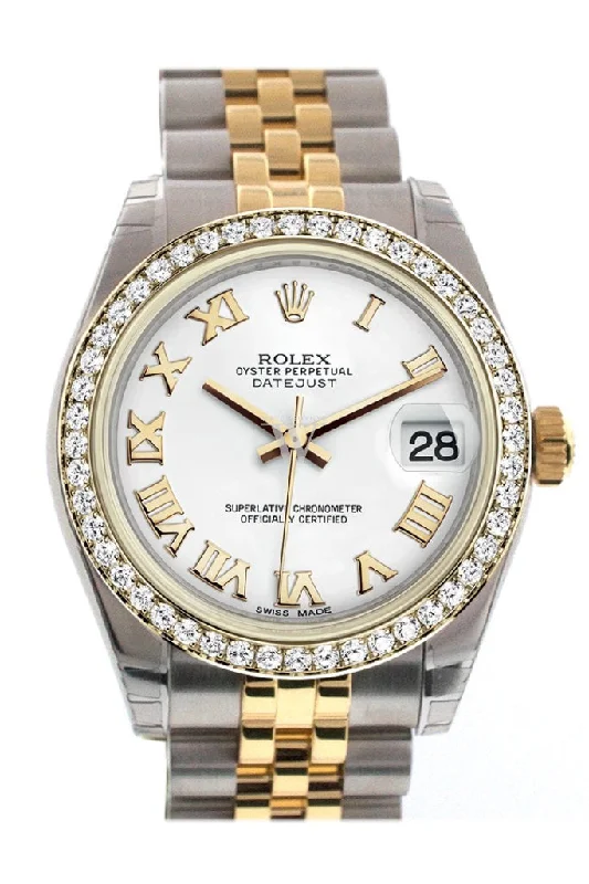 Rolex Submariner Date 40mm with ceramic bezel -Rolex Datejust 31 White Roman Dial Diamond Bezel Jubilee Yellow Gold Two Tone Watch 178383 Pre-owned