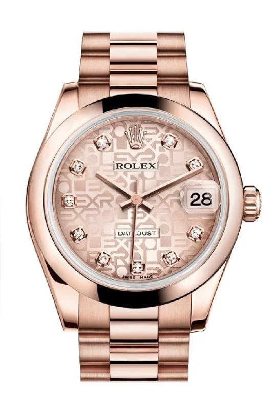 Rolex Sky-Dweller with white ceramic dial -Rolex Datejust 31 Pink Jubilee Diamond Dial 18K Everose Gold President Ladies Watch 178245 Pre-owned