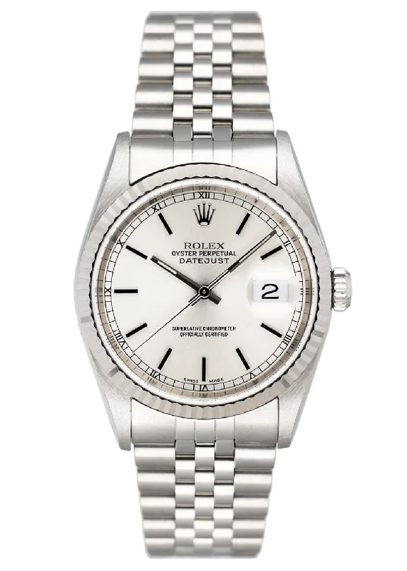 Rolex Explorer I with vintage appeal -Rolex Datejust 16234 Silver Dial Mens Watch Box Papers