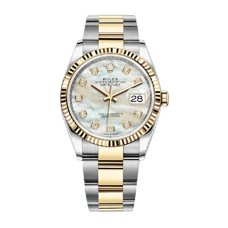 Rolex Oyster Perpetual blue dial models -Rolex Datejust 126233 Stainless Steel Yellow Gold Mother of Pearl Diamond Dial Oyster