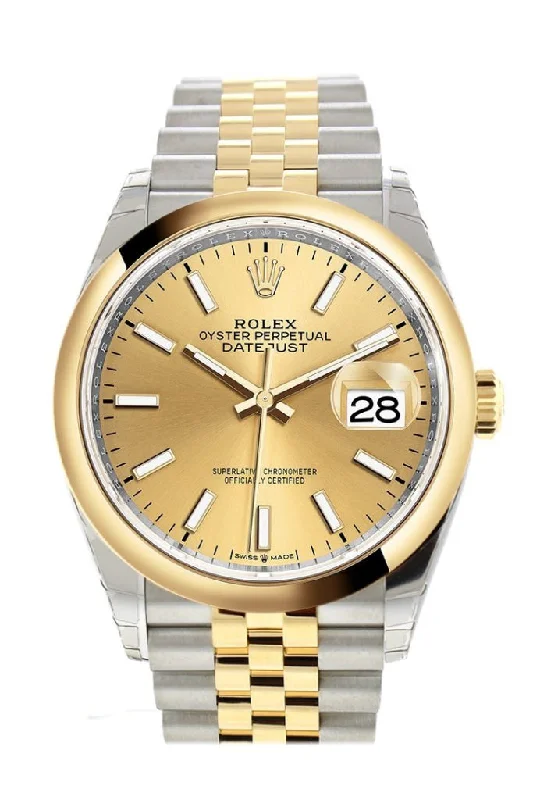 Rolex Milgauss with orange lightning bolt hand -Rolex Datejust 36 Champagne-colour Dial Dome Bezel Jubilee Yellow Gold Two Tone Watch 126203 NP