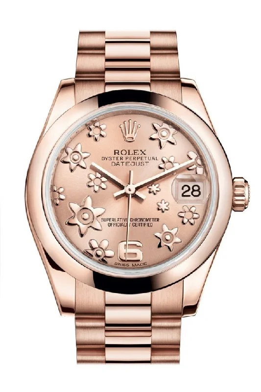 Rolex Sea-Dweller 4000 with rotating bezel -Rolex Datejust 31 Pink Raised Floral Motif Dial 18K Everose Gold President Ladies Watch 178245 Pre-owned