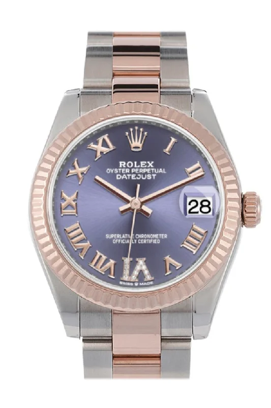 Rolex Sea-Dweller 4000 with rotating bezel -Rolex Datejust 31 Aubergine Large VI set with diamonds Dial Fluted Bezel 18K Everose Gold Two Tone Watch 278271