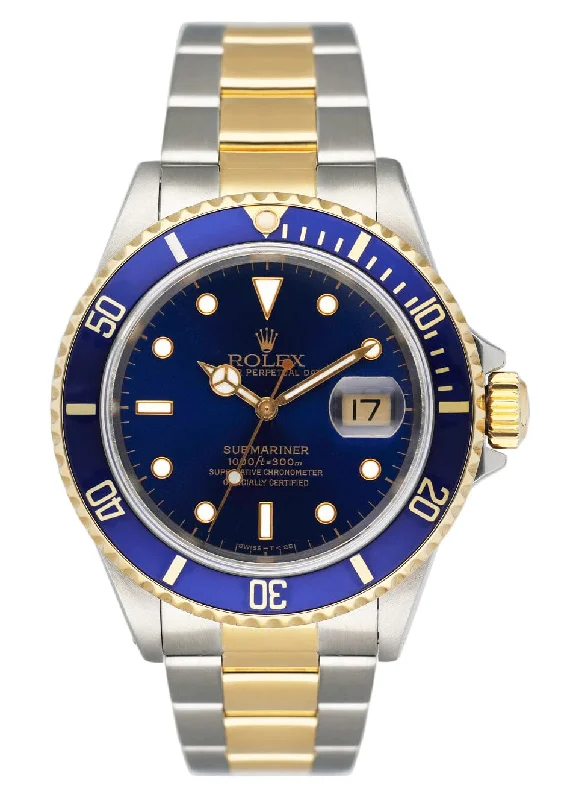 Rolex watches with rotating dive bezel -Rolex Submariner 16613 Mens Watch With Box Papers