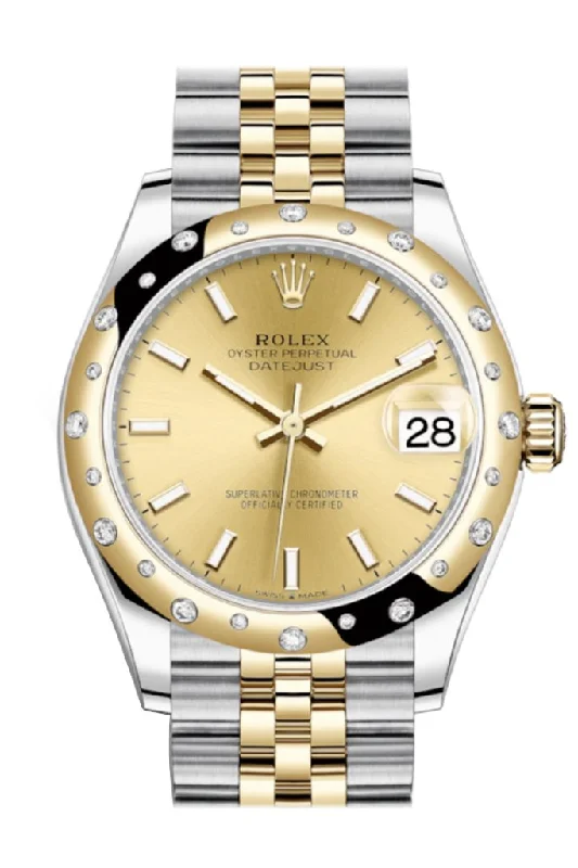 Rolex Datejust 41mm with diamond bezel -Rolex Datejust 31 Champagne Dial Diamond Bezel Jubilee Yellow Gold Two Tone Watch 278343RBR 278343 NP