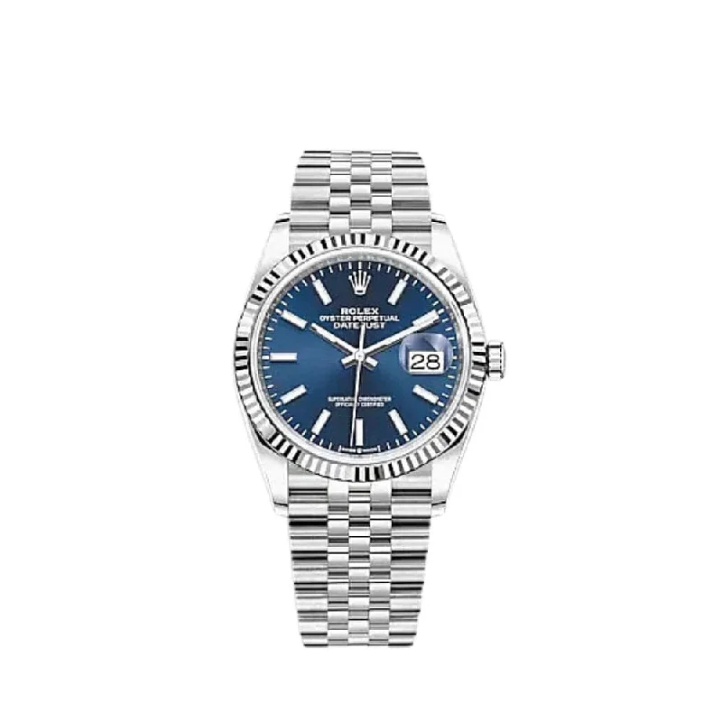 Rolex Sky-Dweller with white dial -Rolex Datejust 126234 White Gold Stainless Steel Blue Dial Jubilee