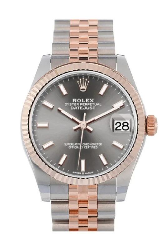 Rolex Milgauss with black dial version -Rolex Datejust 31 Dark Rhodium Dial Fluted Bezel 18K Everose Gold Two Tone Jubilee Watch 278271