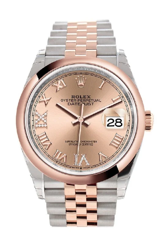 Rolex Air-King with black dial -Rolex Datejust 36 Rose set with diamonds Dial Dome Rose Gold Two Tone Jubilee Watch 126201 NP